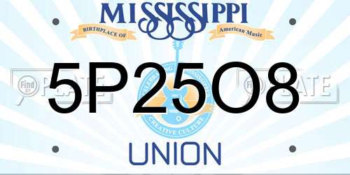 5P25O8 Mississippi License Plate