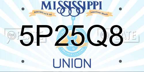 5P25Q8 Mississippi License Plate