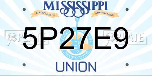 5P27E9 Mississippi License Plate
