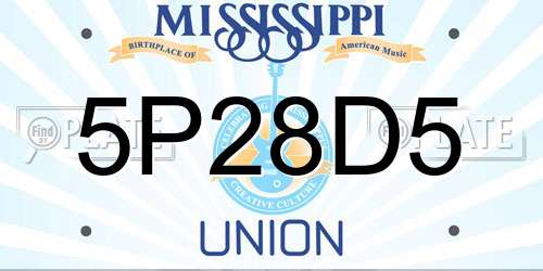 5P28D5 Mississippi License Plate