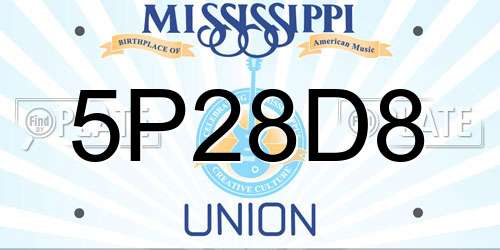 5P28D8 Mississippi License Plate