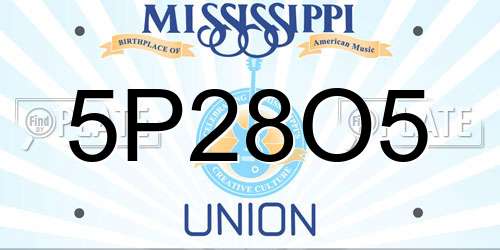 5P28O5 Mississippi License Plate