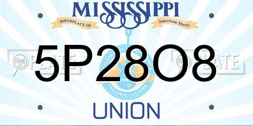 5P28O8 Mississippi License Plate