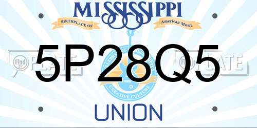5P28Q5 Mississippi License Plate