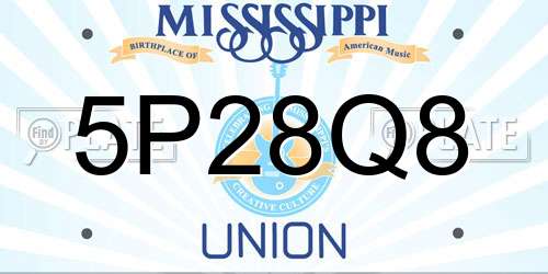 5P28Q8 Mississippi License Plate