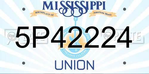 5P42224 Mississippi License Plate