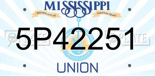 5P42251 Mississippi License Plate