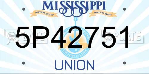 5P42751 Mississippi License Plate