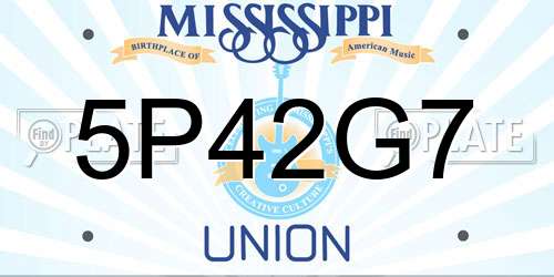 5P42G7 Mississippi License Plate