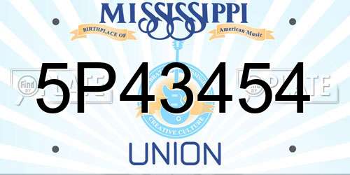 5P43454 Mississippi License Plate