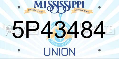 5P43484 Mississippi License Plate