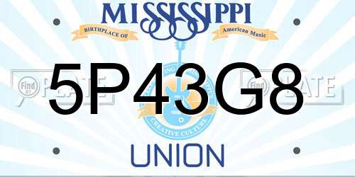 5P43G8 Mississippi License Plate