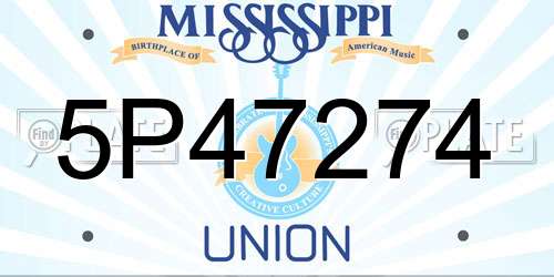 5P47274 Mississippi License Plate
