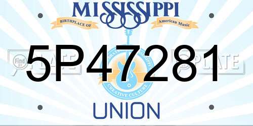 5P47281 Mississippi License Plate