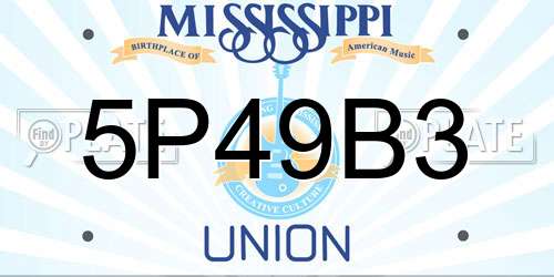 5P49B3 Mississippi License Plate