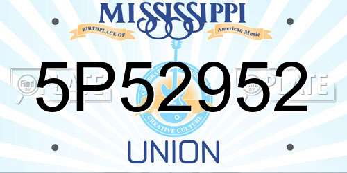5P52952 Mississippi License Plate