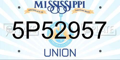 5P52957 Mississippi License Plate