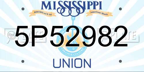 5P52982 Mississippi License Plate