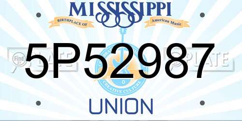 5P52987 Mississippi License Plate