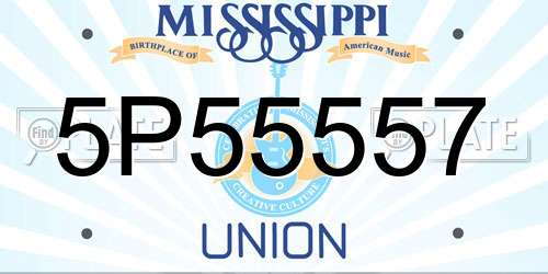 5P55557 Mississippi License Plate