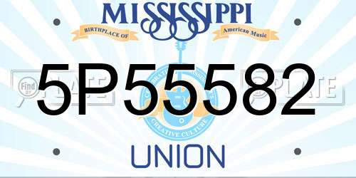 5P55582 Mississippi License Plate