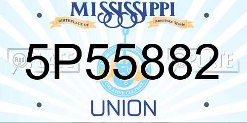 5P55882 Mississippi License Plate