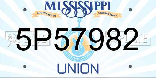 5P57982 Mississippi License Plate