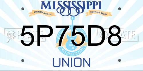 5P75D8 Mississippi License Plate