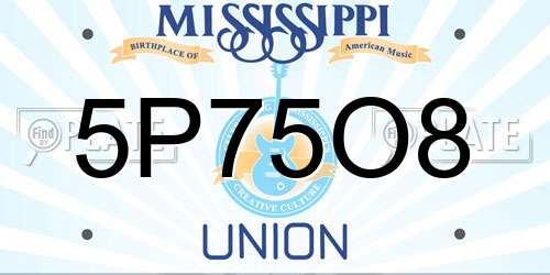 5P75O8 Mississippi License Plate