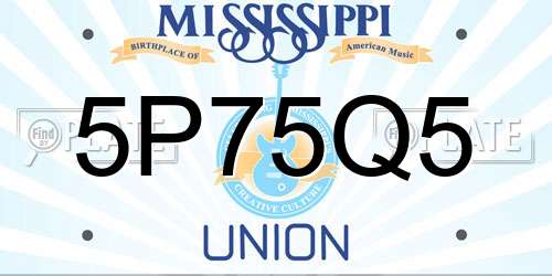 5P75Q5 Mississippi License Plate