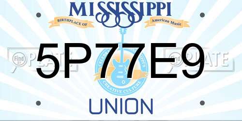 5P77E9 Mississippi License Plate