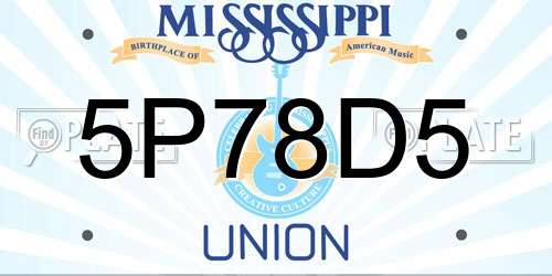 5P78D5 Mississippi License Plate