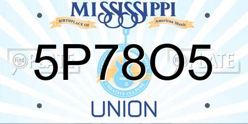 5P78O5 Mississippi License Plate