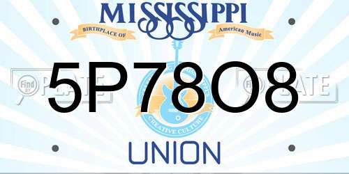5P78O8 Mississippi License Plate