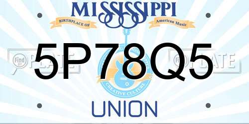 5P78Q5 Mississippi License Plate