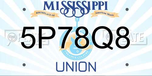 5P78Q8 Mississippi License Plate