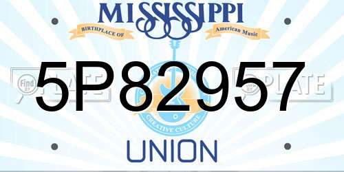 5P82957 Mississippi License Plate