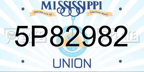 5P82982 Mississippi License Plate