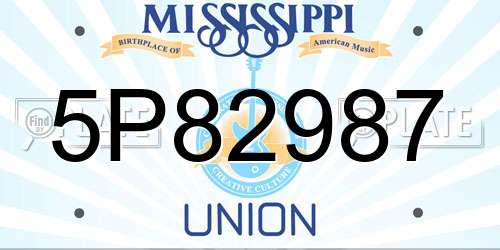5P82987 Mississippi License Plate