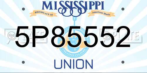 5P85552 Mississippi License Plate
