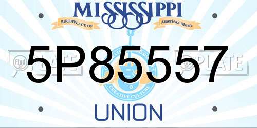 5P85557 Mississippi License Plate