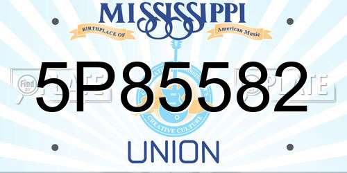 5P85582 Mississippi License Plate