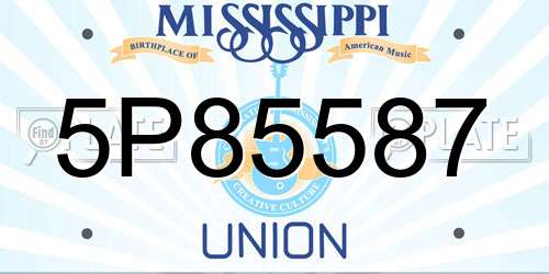 5P85587 Mississippi License Plate