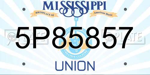 5P85857 Mississippi License Plate