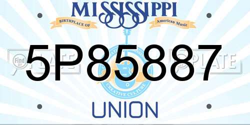5P85887 Mississippi License Plate