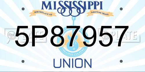 5P87957 Mississippi License Plate