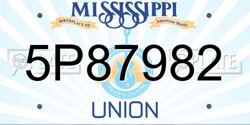 5P87982 Mississippi License Plate