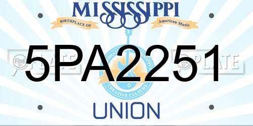5PA2251 Mississippi License Plate