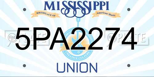 5PA2274 Mississippi License Plate
