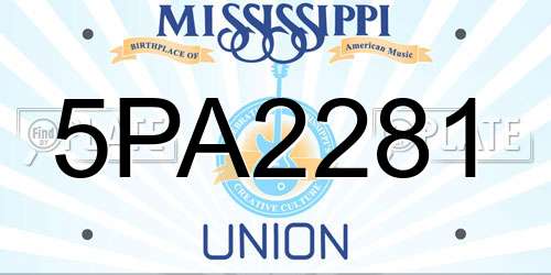 5PA2281 Mississippi License Plate